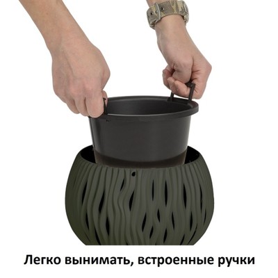 Кашпо для цветов, 2.3 л, цвет серый, 2 предмета, SANDY BOWL