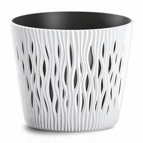Кашпо SANDY ROUND, 2 предмета: внутренняя и наружная ёмкости, 5 л, цвет белый