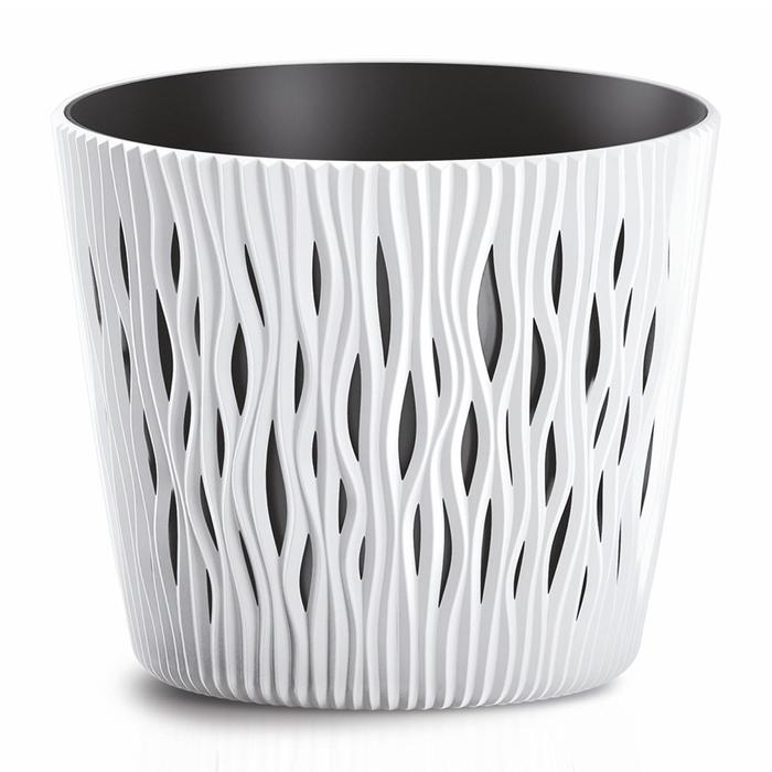 Кашпо SANDY ROUND, 2 предмета: внутренняя и наружная ёмкости, 5 л, цвет белый