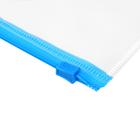 Папка-конверт на ZIP-молнии A5, 150 мкм, Calligrata, прозрачная, синяя молния - Фото 2