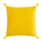 Чехол на подушку с кисточками Этель цвет желтый, 45х45 см, 100% п/э, велюр - фото 1752275