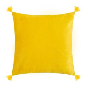 Чехол на подушку с кисточками Этель цвет желтый, 45х45 см, 100% п/э, велюр