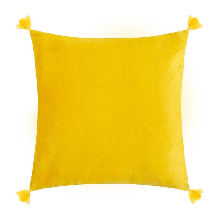 Наволочка декоративная с кисточками Этель цвет жёлтый, 45х45 см, полиэстер, велюр - Фото 1