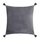 Чехол на подушку с кисточками Этель цвет серый, 45х45 см, 100% п/э, велюр - фото 2951475