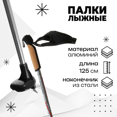 Палки лыжные алюминиевые Gekars Expert Plus, длина 125 см