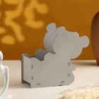 Подарочная упаковка "Мишка с подарком" 17х8х16 см серый пастель-тиффани - фото 7290821