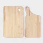 Набор деревянных разделочных досок на подставке, 2 шт: 35×22 см, 35×18 см, массив берёзы - фото 21343138