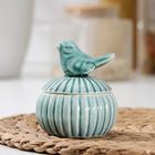 Банка керамическая для сыпучих продуктов «Соловушка», 130 мл, 8,5×10 см, цвет зелёный - Фото 1