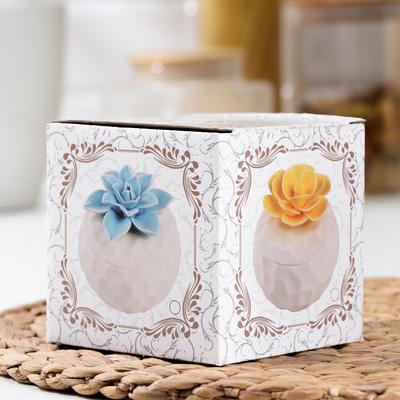 Банка керамическая для сыпучих продуктов «Цветы», 280 мл, цвет белый и синий