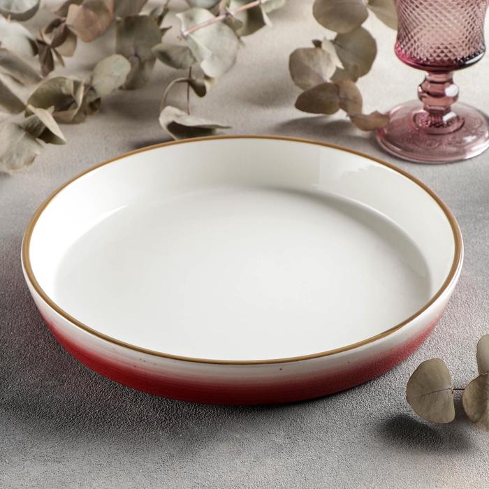 Форма для запекания из фарфора Доляна «Космос», 1000 мл, d=25 см, цвет красный - Фото 1