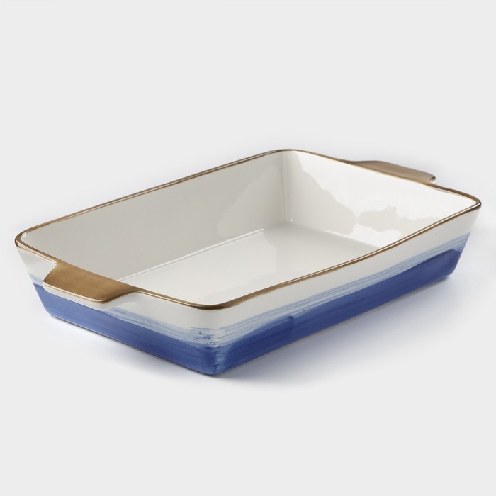 Форма для запекания из фарфора прямоугольная Доляна «Космос», 2100 мл, 34×20.5×5.5 см, цвет синий - Фото 1