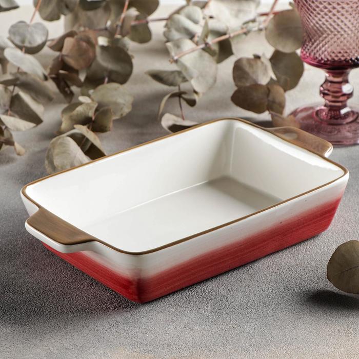Форма для запекания из фарфора прямоугольная Доляна «Космос», 700 мл, 23,5×13,5×4,5 см, цвет красный - Фото 1