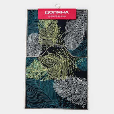 Коврики для ванной и туалета Доляна «Пёрышки», 2 шт., 50×80 см, 50×40 см, форма МИКС