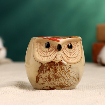 Горшок для цветов «Сова Ава» керамический, 150 мл, 6×6×6.5 см, МИКС