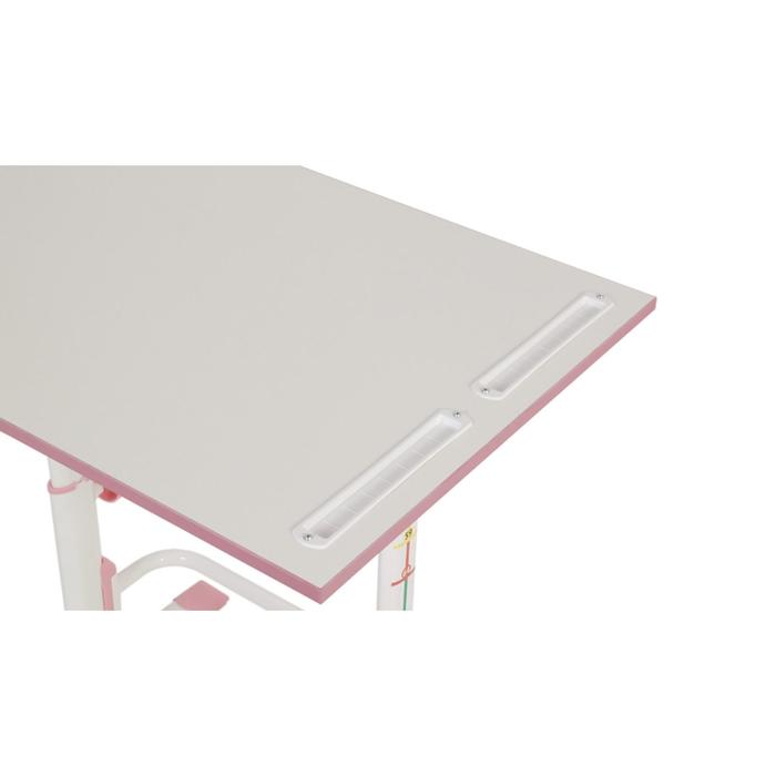 Комплект Polini kids растущая парта-трансформер + регулируемый стул, цвет белый-розовый - фото 1898490590