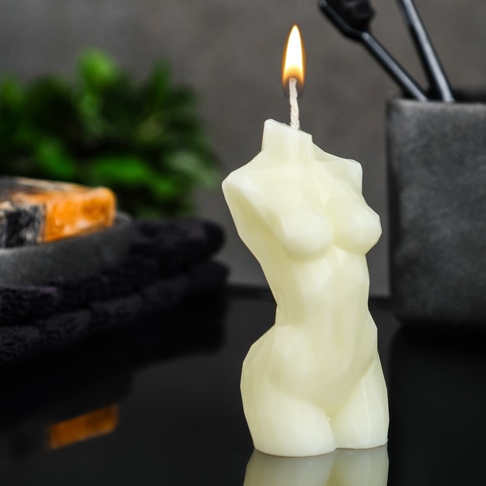 Фигурная свеча "Торс женский хрусталь" молочная, 10см - Фото 1