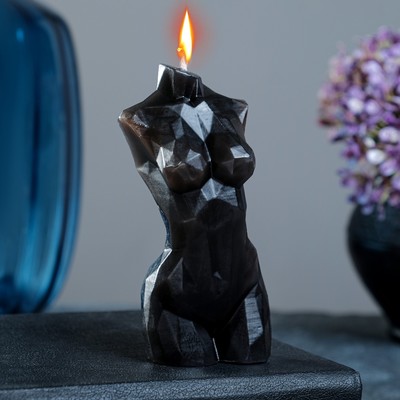 Фигурная свеча "Торс женский хрусталь" черная, 10см