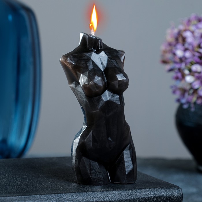 Фигурная свеча "Торс женский хрусталь" черная, 10см - Фото 1