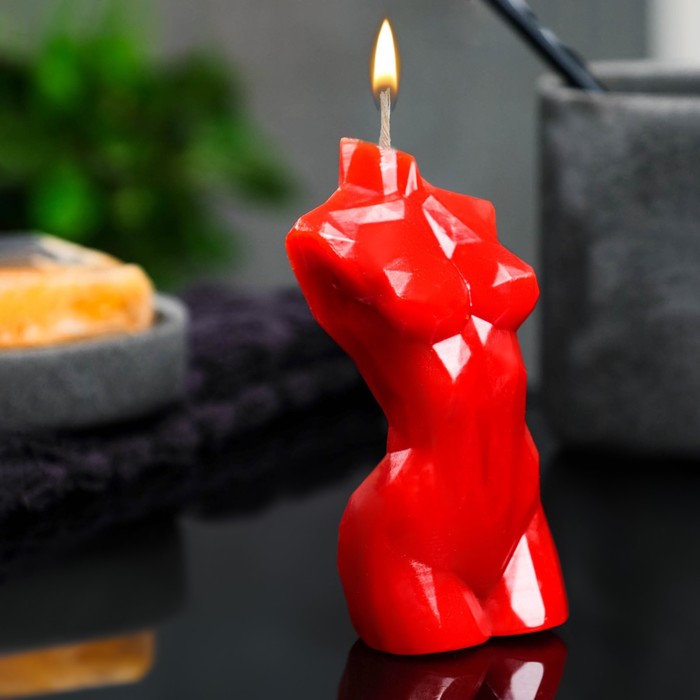 Фигурная свеча "Торс женский хрусталь" красная, 10см - Фото 1