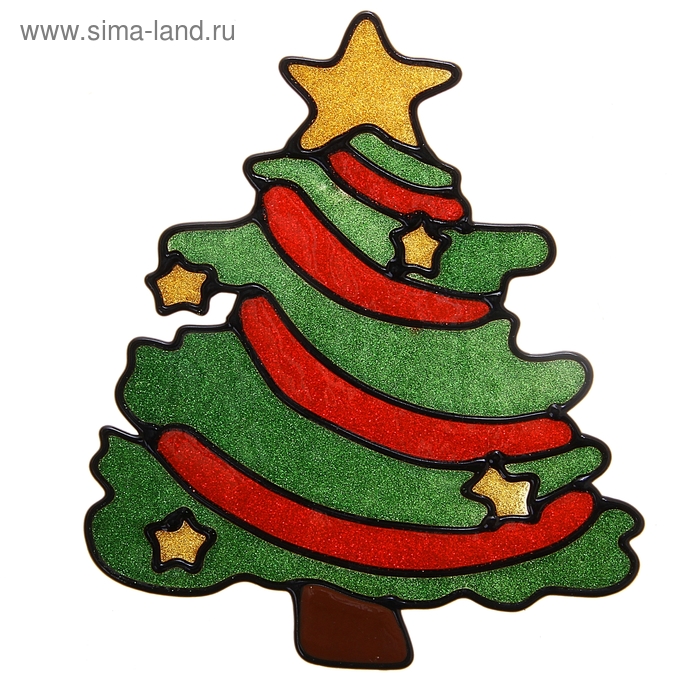 Наклейка на стекло "Ёлочка с бусами" 13,5х16 см - Фото 1