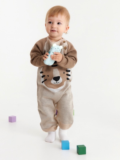 Комбинезон вязаный Крошка Я «Тигруля», рост 80-86 см, бежевый