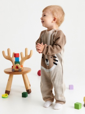 Комбинезон вязаный Крошка Я «Тигруля», рост 74-80 см, бежевый