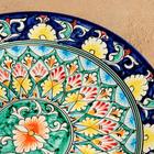 Тарелка Риштанская Керамика «Узоры», d=28 см, керамика, синяя - Фото 3