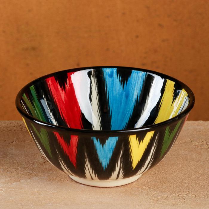 Бульонница узбекская Риштанская Керамика «Атлас», 500 мл, d=15.5 см, чёрная - Фото 1