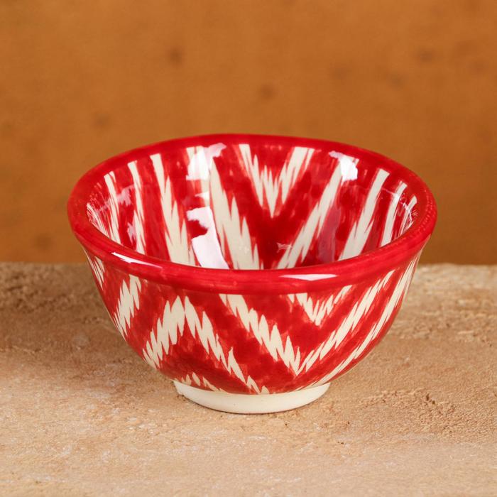 Пиала узбекская Риштанская Керамика «Атлас», 100 мл, d=8.5 см, красная - Фото 1