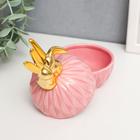 Шкатулка керамика "Золотые зайчики" розовая 13х7,5х7,5 см - фото 47031086