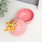 Шкатулка керамика "Золотые зайчики" розовая 13х7,5х7,5 см - фото 47031087