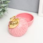 Шкатулка керамика "Золотой фламинго" розовая 13х7,5х7,5 см - Фото 2