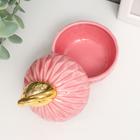 Шкатулка керамика "Золотой фламинго" розовая 13х7,5х7,5 см - Фото 3