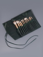 Набор кистей для макияжа Lillian, 14 предметов, футляр на завязках, зелёный, серый - Фото 4