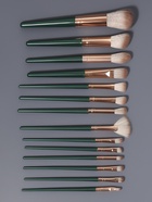 Набор кистей для макияжа Lillian, 14 предметов, футляр на завязках, зелёный, серый - Фото 5