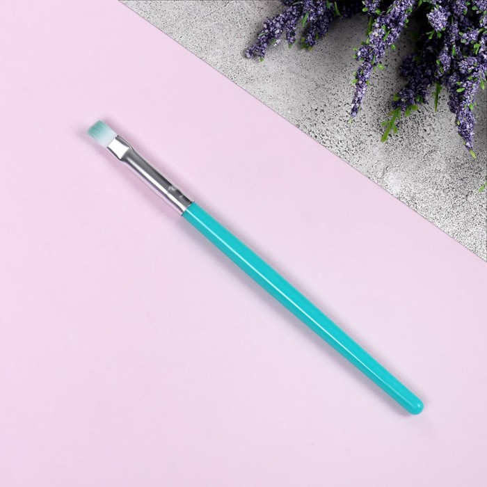 Кисть для макияжа, скошенная, 12,5 см, цвет бирюзовый