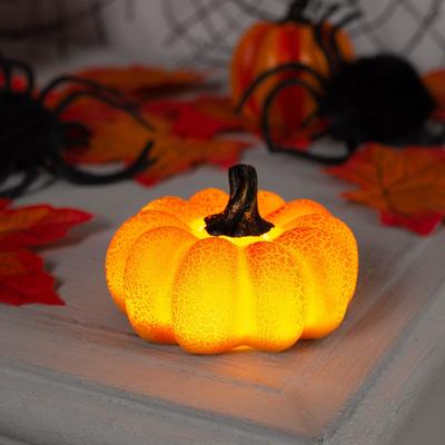 Светодиодная фигура «Тыква» 7 × 4 × 7 см, пластик, батарейки AG13х3, свечение тёплое белое