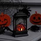 Светодиодная фигура «Камин с тыквой» 6×13×4 см, пластик, батарейки AG13×3 (в комплекте), свечение тёплое белое - Фото 1