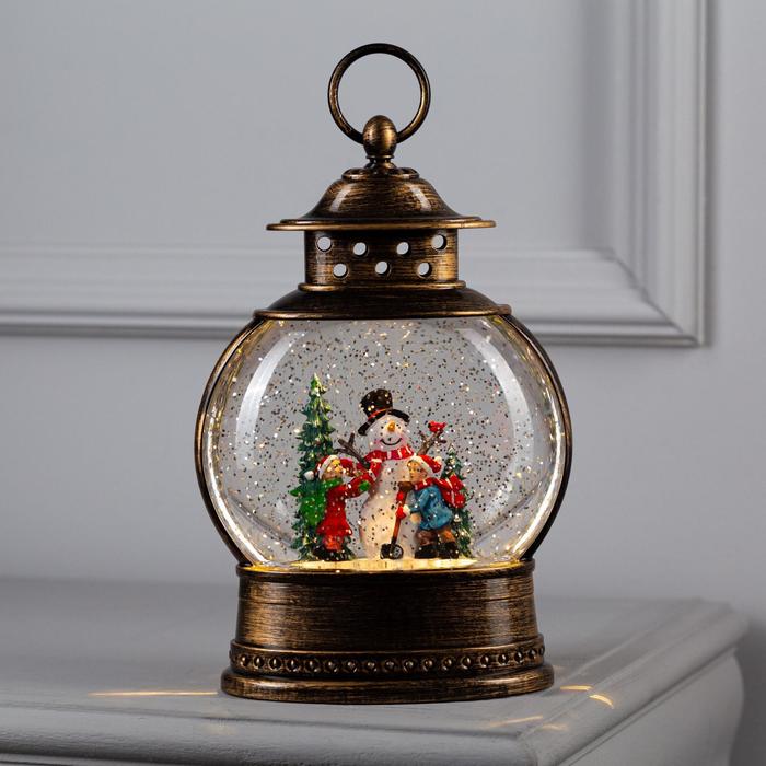 Светодиодная фигура «Дети и снеговик» 8×25×4 см, пластик, от батареек ААх3, свечение тёплое белое