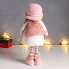 Кукла интерьерная "Малышка с хвостиками, в вязаном бело-розовом наряде и шляпке" 36,5 см - Фото 3