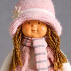 Кукла интерьерная "Малышка с хвостиками, в вязаном бело-розовом наряде и шляпке" 36,5 см - Фото 5