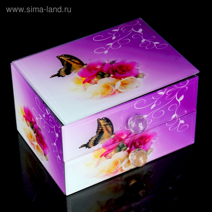 Шкатулка "Бабочка на букете" с ящиком 10х16х12 см - Фото 1