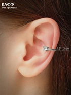 Серьга кафф «Драгоценность», белая в серебре - Фото 2