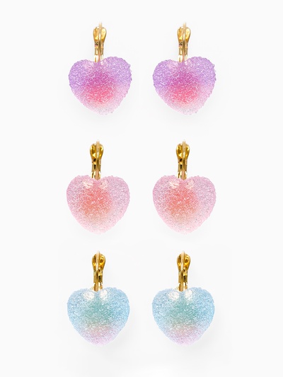Серьги ассорти «Мармеладные сердечки» в сахаре, цвет МИКС