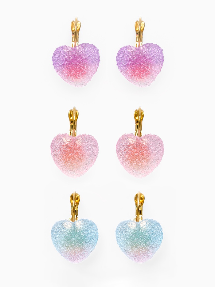 Серьги ассорти «Мармеладные сердечки» в сахаре, цвет МИКС - Фото 1