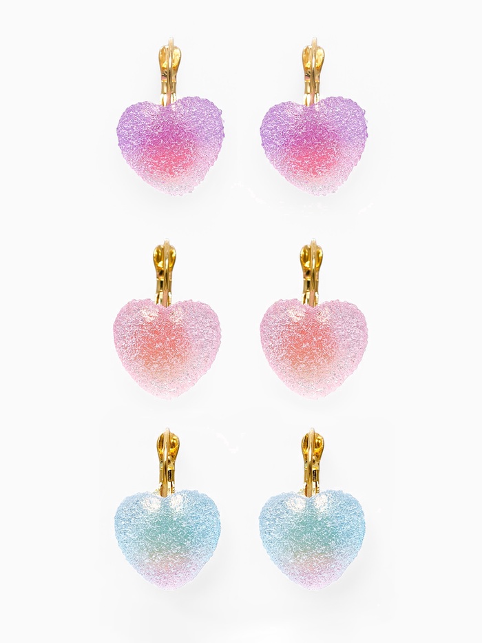 Серьги ассорти «Мармеладные сердечки» в сахаре, цвет МИКС - Фото 1