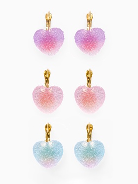 Серьги ассорти "Мармеладные сердечки" в сахаре, цвет МИКС
