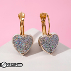 Серьги ассорти «Сердца» блёстки, цвет серебро в золоте - Фото 1