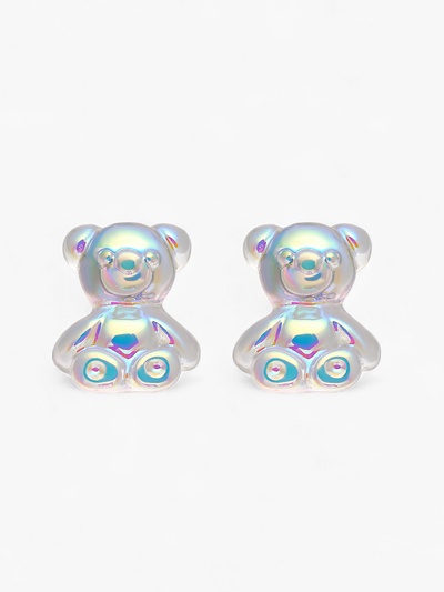Серьги акриловые «Мармеладный мишка», цвет розовый