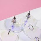 Серьги акриловые «Сияние» ряд сердечек, цвет голубой - Фото 4